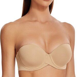 Women's Strapless Push Up Bra Padded Underwire Lift Support Smooth Cups